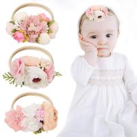 Fashion Baby Headband, Cloth, with Nylon, Flower, handmade, 3 pieces & Girl & for children, mixed colors, 102mm 