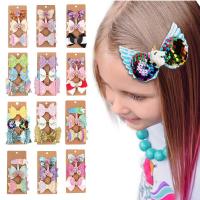 Children Hair Clip, Glitter, Bowknot, handmade, 3 pieces & Girl mixed colors   