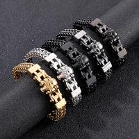 316L Stainless Steel Bracelet, Skull, Vacuum Ion Plating, fashion jewelry & for man 12mm,21mm Approx 8.66 Inch 
