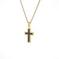 Titanium Steel Jewelry Necklace, Cross, gold color plated, fashion jewelry & for man, golden, 3mm Approx 23.62 Inch 