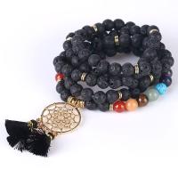 Pulsera de Piedras Preciosas, con metal, Recubrimiento iónico al vacío, Joyería & diferentes materiales para la opción & para mujer, 8mm, longitud:aproximado 35.82 Inch, 108PCs/Sarta, Vendido por Sarta