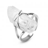 Quartz Finger Ring, Clear Quartz, with Zinc Alloy, fashion jewelry & for woman 