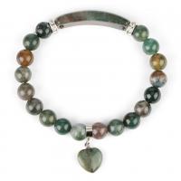 Indian Agate Bracelet, with Zinc Alloy, fashion jewelry & Unisex, 8mm,15*12mm, Inner Approx 164.9mm 