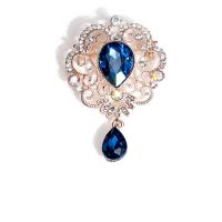 Rhinestone Zinc Alloy Brooch, with Crystal, gold color plated, with rhinestone 
