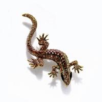Rhinestone Zinc Alloy Brooch, Gecko, plated, with rhinestone 