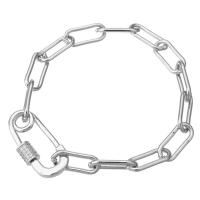 Cubic Zirconia Micro Pave Brass Bracelet, platinum color plated, micro pave cubic zirconia & for woman Approx 8 Inch 