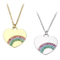 Cubic Zircon Micro Pave Brass Necklace, Heart, plated, micro pave cubic zirconia & for woman Approx 18.5 Inch 