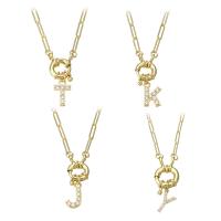 Cubic Zircon Micro Pave Brass Necklace, gold color plated & micro pave cubic zirconia & for woman Inch 