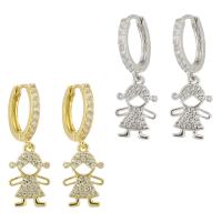 Huggie Hoop Drop Earring, laiton, Placage, styles différents pour le choix & pavé de micro zircon & pour femme, plus de couleurs à choisir, 28mm, Vendu par paire