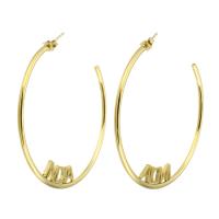 Stainless Steel Hoop Earring, 304 Stainless Steel, Vacuum Ion Plating, Each custom text must be less than 10 letters & for woman, golden 