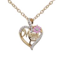 Cubic Zircon Micro Pave Brass Necklace, with Titanium Steel, with 1.97inch extender chain, Heart, high quality plated, Mother Day Jewelry & micro pave cubic zirconia & for woman Approx 17.72 Inch 