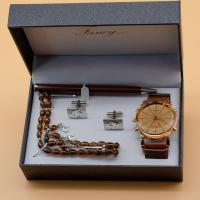 Jewelry Gift Sets, Zinc Alloy, Ball-point Pen & cufflink & watch & necklace, with PU Leather & Glass, 4 pieces & for man 