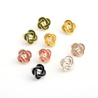 Brass Earring Stud Component, Flower, real gold plated, for woman & enamel 