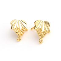 Brass Earring Stud Component, real gold plated, golden 