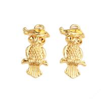 Animal Brass Pendants, Owl, real gold plated, golden 