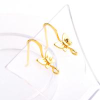 Brass Hook Earwire, Butterfly, real gold plated, golden 