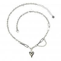 Titanium Steel Jewelry Necklace, Heart, Unisex, silver color 