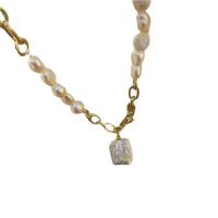 Freshwater Pearl Brass Necklace, with Freshwater Pearl, for woman, golden Approx 45 cm 