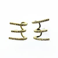 Earring Cuff and Wraps, Brass, brass post pin, plated, micro pave cubic zirconia & for woman 5-40mm 