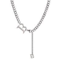 Zinc Alloy Necklace, plated, for woman, silver color Approx 45 cm 