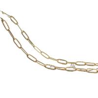 Cadena de collar de cable enlazado de latón, metal, Galvanoplastia al vacío, dorado, 4.5x11.5mm, Vendido por m