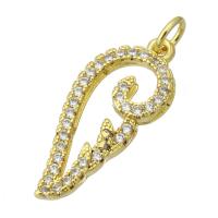 Befestigter Zirkonia Messing Anhänger, goldfarben plattiert, Modeschmuck & DIY & Micro pave Zirkonia, goldfarben, 10x24x3mm, Bohrung:ca. 3mm, verkauft von PC