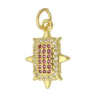 Cubique Pendentif en laiton zircon pavent, Placage de couleur d'or, bijoux de mode & DIY & pavé de micro zircon, multicolore Environ 4mm, Vendu par PC