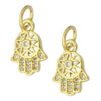 Cubic Zirconia Micro Pave Brass Pendant, Hand, gold color plated, fashion jewelry & DIY & micro pave cubic zirconia, golden Approx 3mm 
