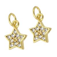 Cubic Zirconia Micro Pave Brass Pendant, Star, gold color plated, fashion jewelry & DIY & micro pave cubic zirconia, golden Approx 3mm 