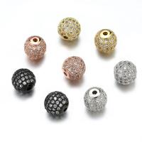 Cubic Zirconia Micro Pave Brass Beads, Round, plated, DIY & micro pave cubic zirconia 