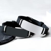 Silikon Armband, mit 304 Edelstahl, Modeschmuck & für den Menschen, 39x15mm, Länge:ca. 5.91-7.87 ZollInch, verkauft von PC