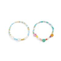 Seedbead Set de bracelet, avec perle de plastique, fleur, 2 pièces & Style bohème & pour femme Environ 7 pouce, Vendu par fixé