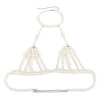 Joyería del cuerpo cadena, Perlas plásticas, con cadena de hierro, chapado en color de platina, diferentes estilos para la opción & para mujer, Vendido por UD