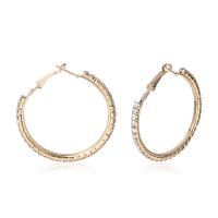 Zinc Alloy Hoop Earring, Donut, plated, fashion jewelry & for woman & with rhinestone 