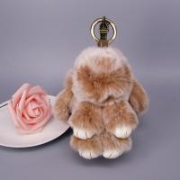Fur Plush Key Chain, Rex Rabbit Fur, with Zinc Alloy, Rabbit, cute & Unisex 
