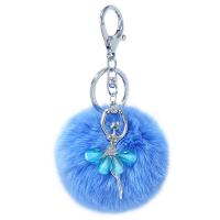 Plush Key Clasp, with Zinc Alloy, Dancing Girl, cute & for woman & with rhinestone 