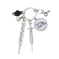 Zinc Alloy Key Clasp, with Glass & Plastic Pearl, Syringe, plated, Unisex 100mm 