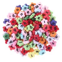 Acrylic Alphabet Beads, Plum Blossom, DIY & enamel, mixed colors 