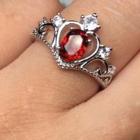 Zinc Alloy Finger Ring, with Garnet, for woman, mixed colors 