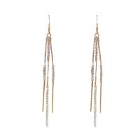 Fashion Fringe Earrings, Brass, brass earring hook, plated, micro pave cubic zirconia & for woman, golden 