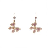 Zinc Alloy Rhinestone Drop Earring, zinc alloy earring hook, Butterfly, plated, for woman & with rhinestone, mixed colors, 10-60mm 