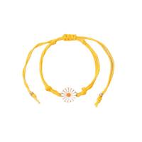 Zinc Alloy Anklet, with Polyester Cord, Flower, plated, Unisex & enamel, yellow Approx 21 cm 