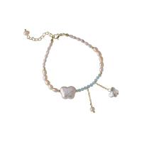Bracelets de perles En alliage de zinc , perle d'eau douce cultivée, avec alliage de zinc, pour femme, couleurs mélangées .4 cm, Vendu par PC