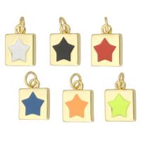 Enamel Brass Pendants,  Square, gold color plated, fashion jewelry Approx 3mm 