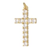 Cubic Zirconia Micro Pave Brass Pendant, Cross, gold color plated, fashion jewelry & DIY & micro pave cubic zirconia, golden Approx 3mm 