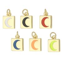 Enamel Brass Pendants,  Square, gold color plated, fashion jewelry & DIY Approx 3mm 