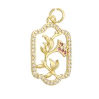 Cubic Zirconia Micro Pave Brass Pendant, gold color plated, fashion jewelry & DIY & micro pave cubic zirconia, multi-colored Approx 3mm 