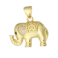 Cubic Zirconia Micro Pave Brass Pendant, Elephant, gold color plated, fashion jewelry & DIY & micro pave cubic zirconia, golden Approx 3mm 