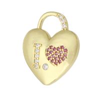 Cubic Zirconia Micro Pave Brass Pendant, Heart, gold color plated, fashion jewelry & DIY & micro pave cubic zirconia, multi-colored Approx 6mm 