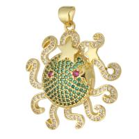 Cubic Zirconia Micro Pave Brass Pendant, Sun, gold color plated, fashion jewelry & DIY & micro pave cubic zirconia, multi-colored Approx 3mm 